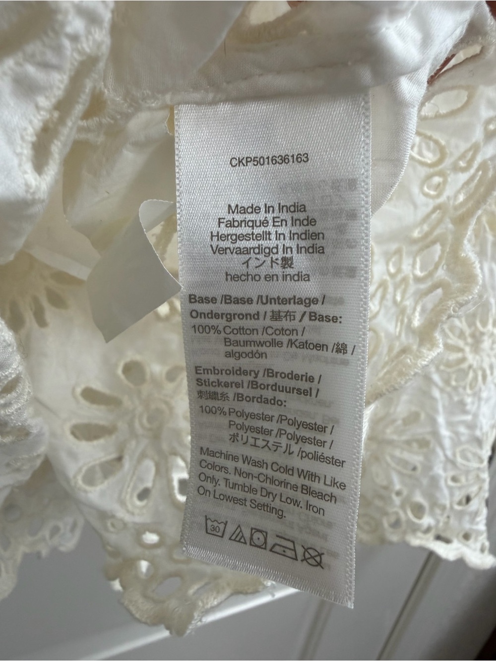 Madewell Large Women's Cream Eyelet Peasant Blouse - Picture 3 of 5